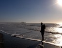 Tim and Eddie walking on the beach